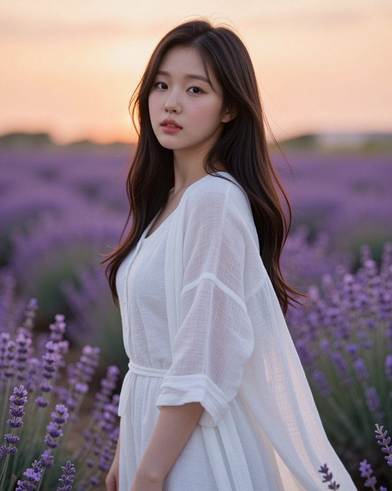 라벤더 들판의 소녀