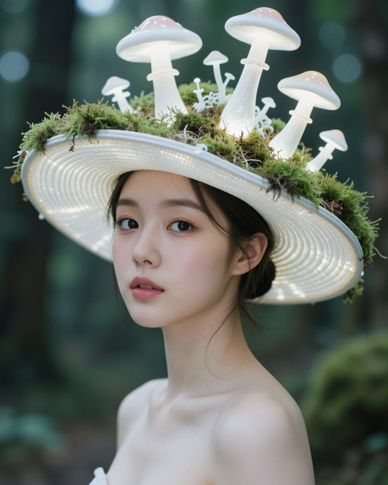 버섯 모자를 쓴 그녀