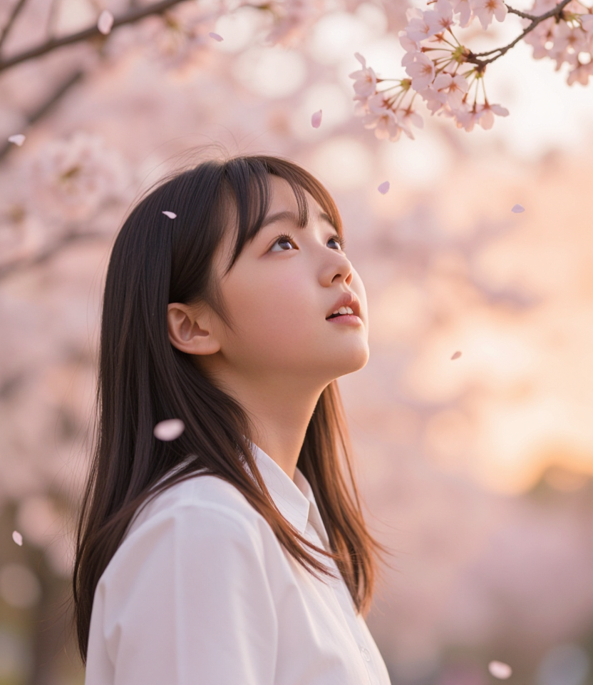 꽃잎을 보는 소녀